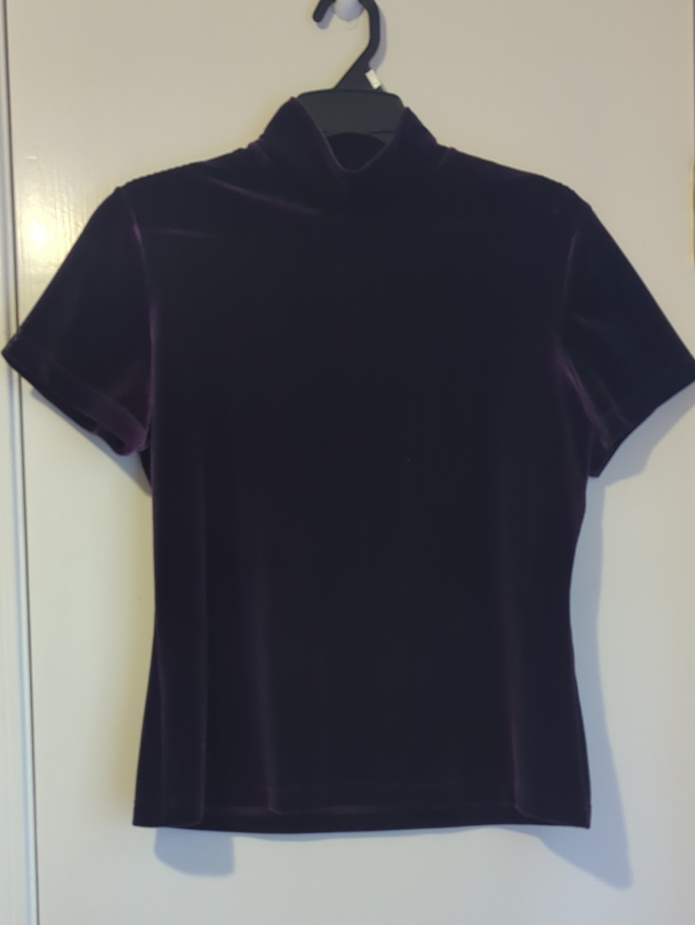 90s Velour Mock Neck Plum Top